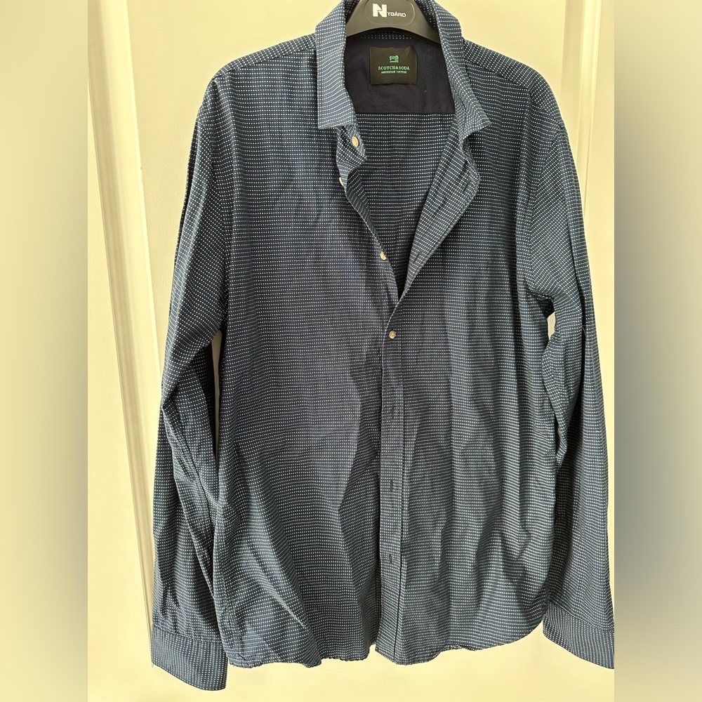 Scotch & Soda men’s button up shirt navy blue and white size XL